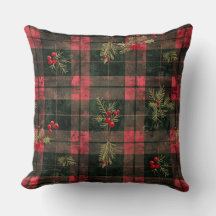 Red and Green Buffalo Plaid Christmas Throw Pillow