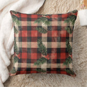 Red and Green Buffalo Plaid Christmas Throw Pillow クッション (ブランケット)