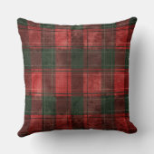 Red and Green Buffalo Plaid Christmas Throw Pillow クッション (裏面)