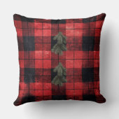 Red and Green Buffalo Plaid Christmas Throw Pillow クッション (裏面)
