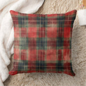 Red and Green Buffalo Plaid Christmas Throw Pillow クッション (ブランケット)