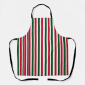 Red and Green Candy Cane Christmas Stripes  エプロン (正面)