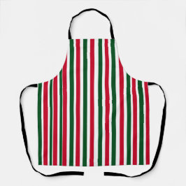 Red and Green Candy Cane Christmas Stripes エプロン