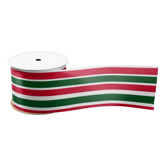 Red and Green Candy Cane Christmas Stripes  サテンリボン (リール)