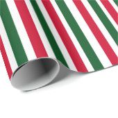 Red and Green Candy Cane Christmas Stripes  ラッピングペーパー (ロールコーナー)