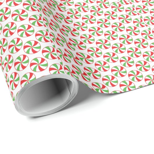 Red and Green Candy Cane Christmas Wrapping Paper ラッピングペーパー (ロールコーナー)
