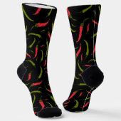 Red and Green Chili Peppers Chillies Pattern ソックス (傾斜あり)