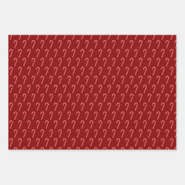 Red and Green Christmas Candy Cane Pattern ラッピングペーパーシート