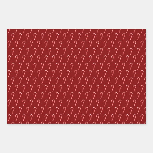 Red and Green Christmas Candy Cane Pattern ラッピングペーパーシート (正面)