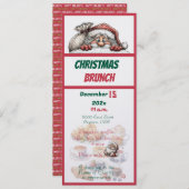 Red and Green Christmas Design Brunch Invitation 招待状 (正面/裏面)