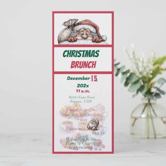 Red and Green Christmas Design Brunch Invitation 招待状 (スタンド正面)