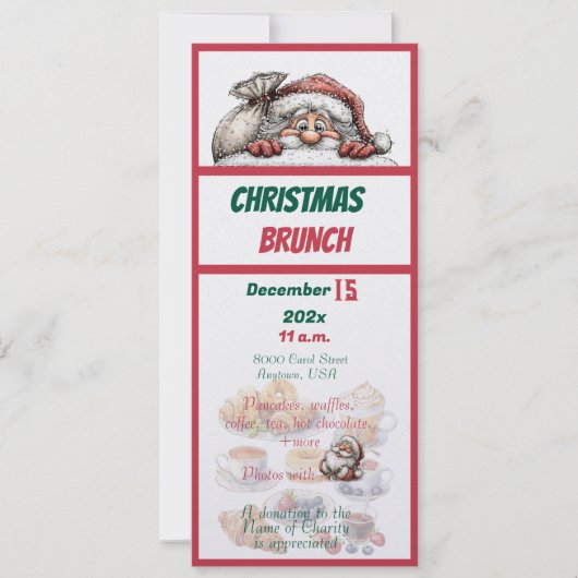 Red and Green Christmas Design Brunch Invitation 招待状 (正面)