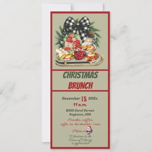 Red and Green Christmas Design Brunch Invitation 招待状 (正面)
