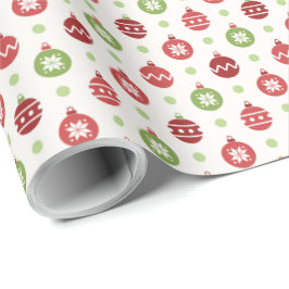Red and Green Christmas Ornament Pattern ラッピングペーパー