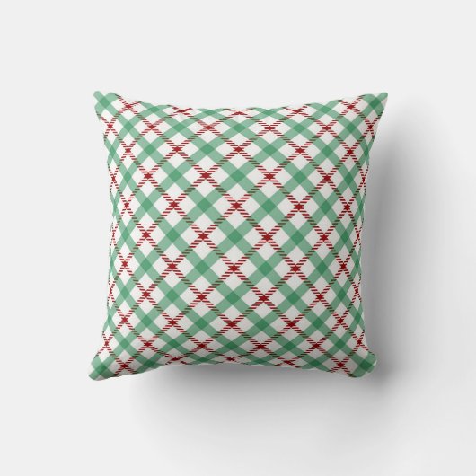 Red and Green Christmas Plaid Seamless Pattern クッション (裏面)