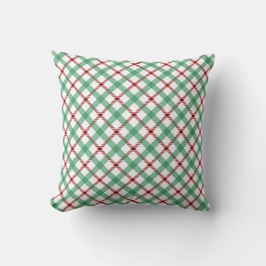 Red and Green Christmas Plaid Seamless Pattern クッション (正面)
