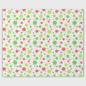 Red and Green Christmas Snowflake Pattern ラッピングペーパー (フラット)