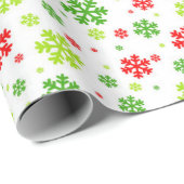 Red and Green Christmas Snowflake Pattern ラッピングペーパー (ロールコーナー)