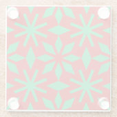 Red and Green Christmas Snowflakes Pattern ガラスコースター (裏面)