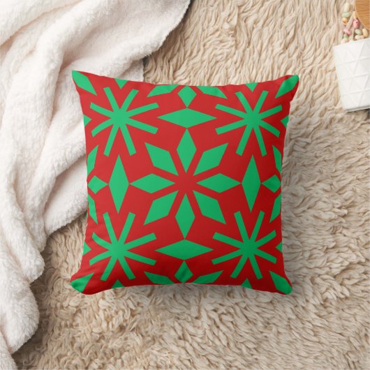 Red and Green Christmas Snowflakes Pattern クッション (ブランケット)