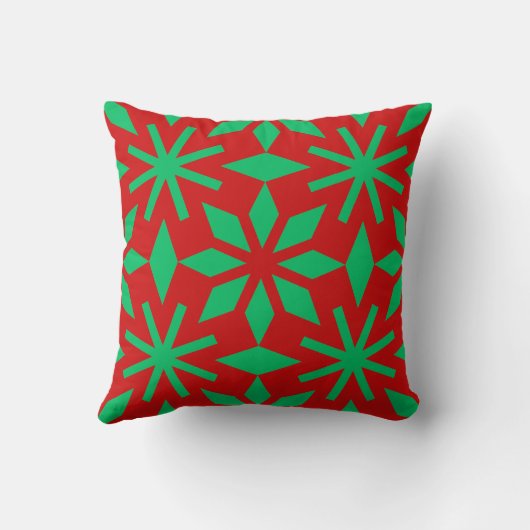 Red and Green Christmas Snowflakes Pattern クッション (裏面)