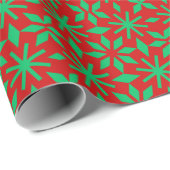 Red and Green Christmas Snowflakes Pattern ラッピングペーパー (ロールコーナー)