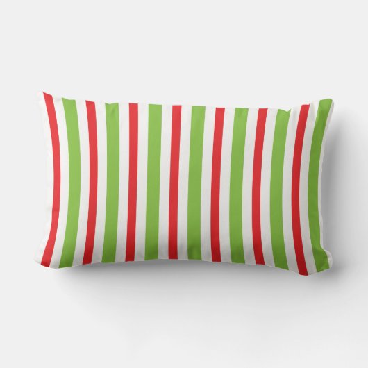 Red and Green Christmas Stripped Throw Pillow ランバークッション (裏面)