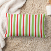 Red and Green Christmas Stripped Throw Pillow ランバークッション (ブランケット)