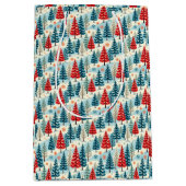 Red and Green Christmas Trees ミディアムペーパーバッグ (正面)