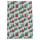 Red and Green Christmas Trees ミディアムペーパーバッグ (裏面)