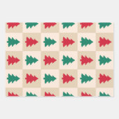 Red and Green Christmas Trees Pattern ラッピングペーパーシート (正面2)