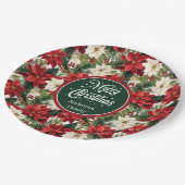 Red and Green Christmas Wreath Chic Paper Plates  ペーパープレート (アングル)