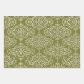 Red and Green Classic Damask Pattern Christmas ラッピングペーパーシート (正面)