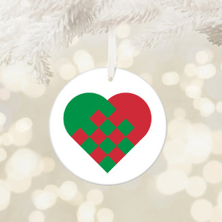 Red and Green Danish Heart セラミックオーナメント