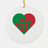 Red and Green Danish Heart セラミックオーナメント (正面)