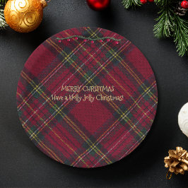 Red and Green Festive ペーパープレート