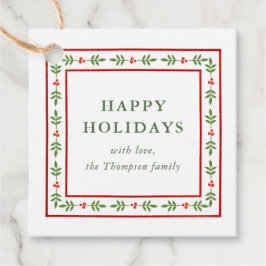 Red and Green Folk Inspired Holiday Gift フェイバータグ