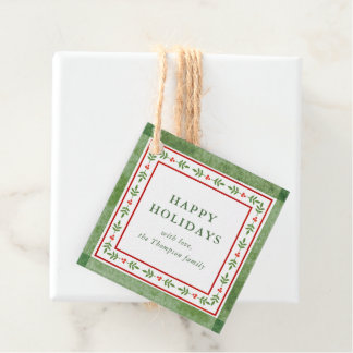 Red and Green Folk Inspired Holiday Gift フェイバータグ
