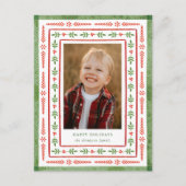 Red and Green Folk Watercolor Holiday Postcard シーズンポストカード (正面)