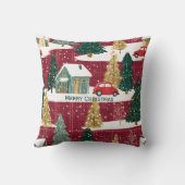 Red and Green Forest Christmas Village クッション (裏面)