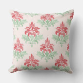 Red and Green Grandmillennial Christmas Damask クッション (正面)