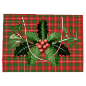 Red and Green Hawaiian Christmas Plaid Gift Bag ラージペーパーバッグ (裏面)