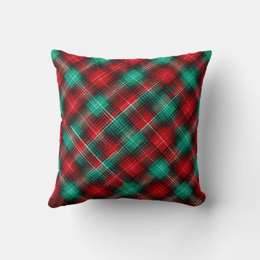 Red and green holiday plaid クッション (裏面)