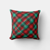 Red and green holiday plaid クッション (正面)
