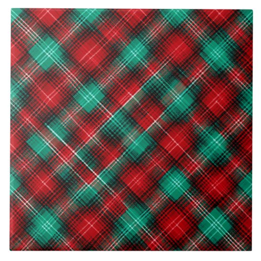 Red and green holiday plaid タイル (正面)