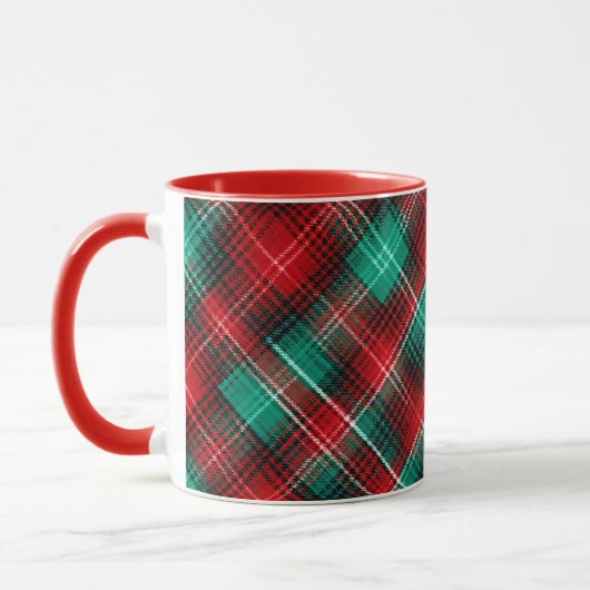 Red and green holiday plaid マグカップ (左)