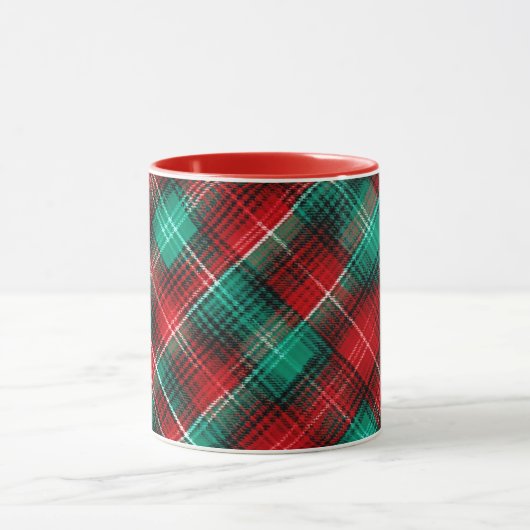 Red and green holiday plaid マグカップ (中央)