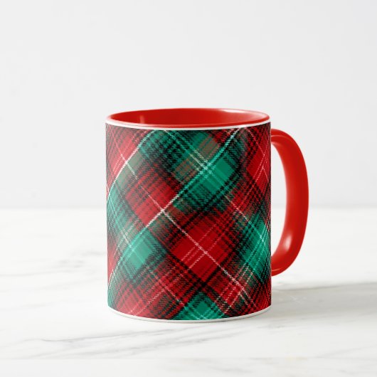 Red and green holiday plaid マグカップ (正面右)