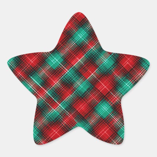Red and green holiday plaid 星シール (正面)