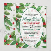 Red and Green Holly Christmas Party Invitation 招待状 (正面/裏面)